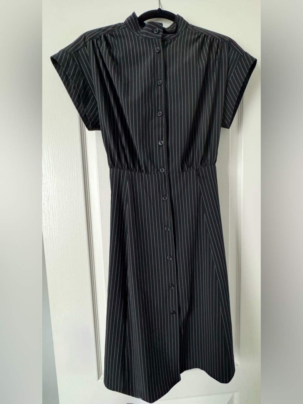 Calvin Klein Pinstripes Midi Belted Dress - NWT